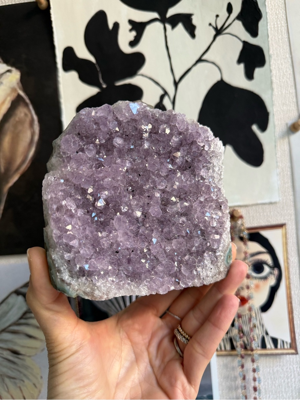 Purple amethyst cut base specimen natural decor